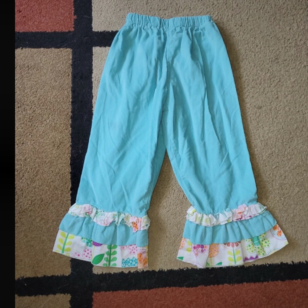 Girl’s boutique corduroy floral Easter pants 3T EUC